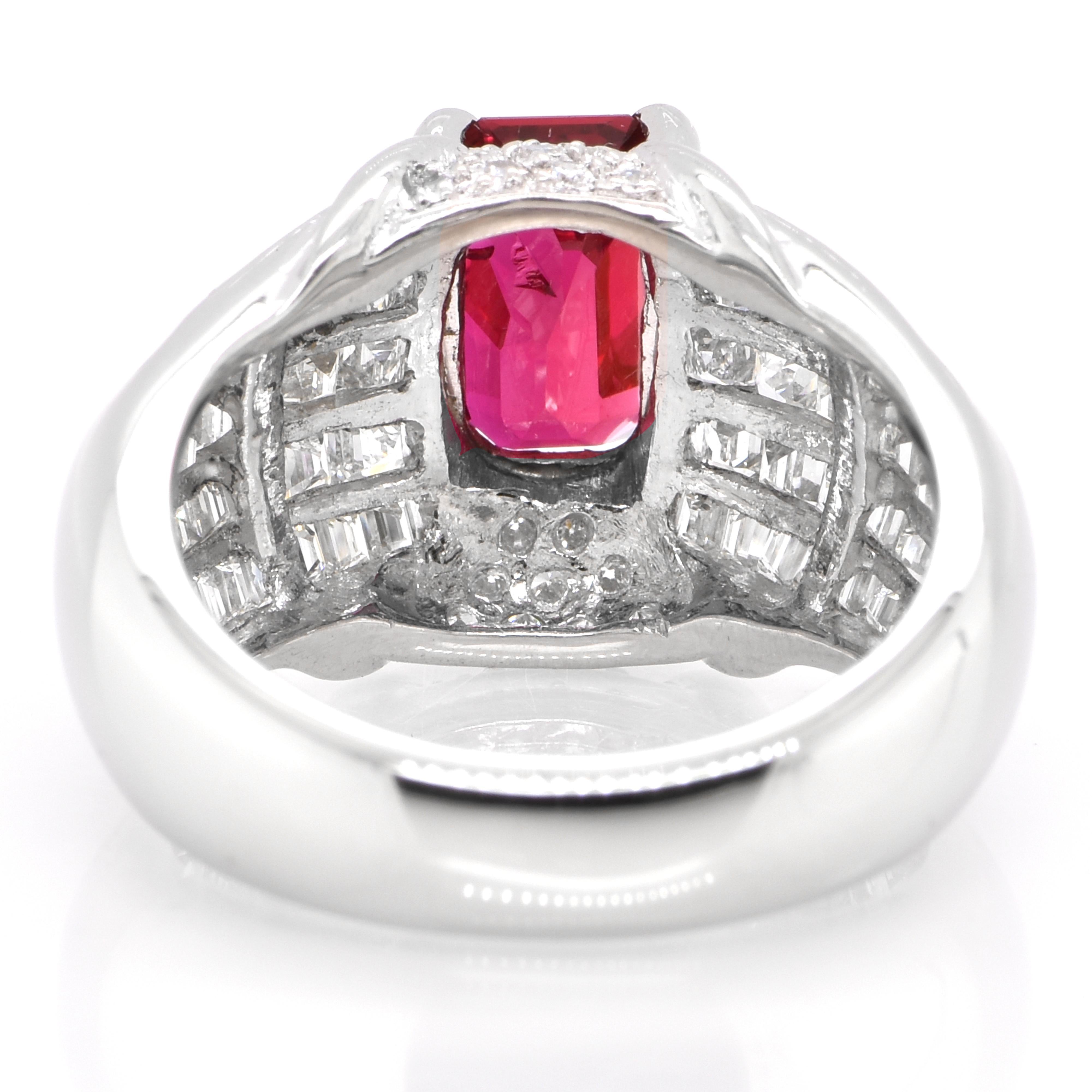 Modern GIA Certified 2.18 Carat Siam 'Thailand' Ruby and Diamond Set in Platinum For Sale