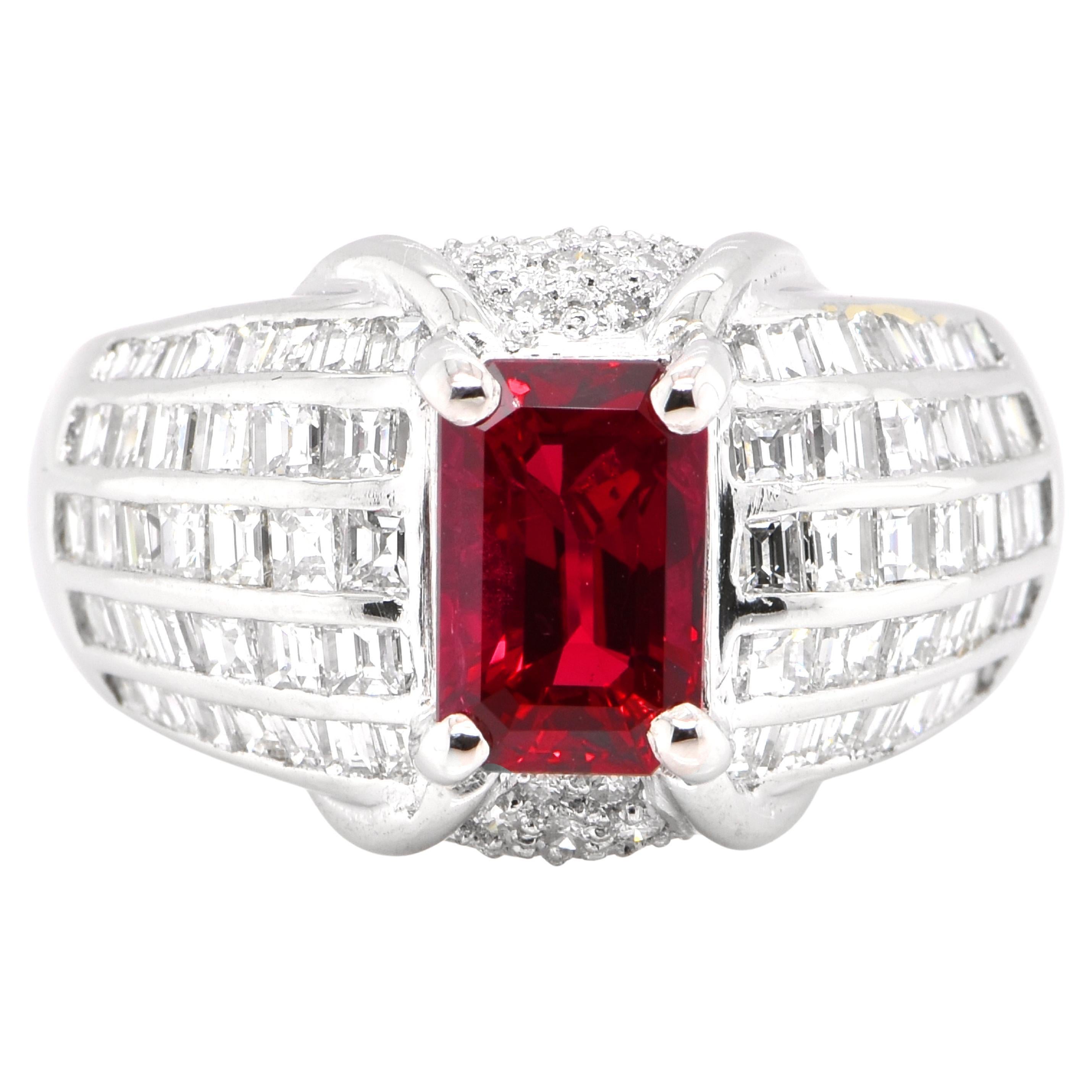 GIA Certified 2.18 Carat Siam 'Thailand' Ruby and Diamond Set in Platinum For Sale