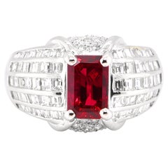 Vintage GIA Certified 2.18 Carat Siam 'Thailand' Ruby and Diamond Set in Platinum