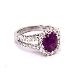 GIA Certified 2.18 Carat No Heat Natural Kashmir Ruby 18 Karat White Gold Ring