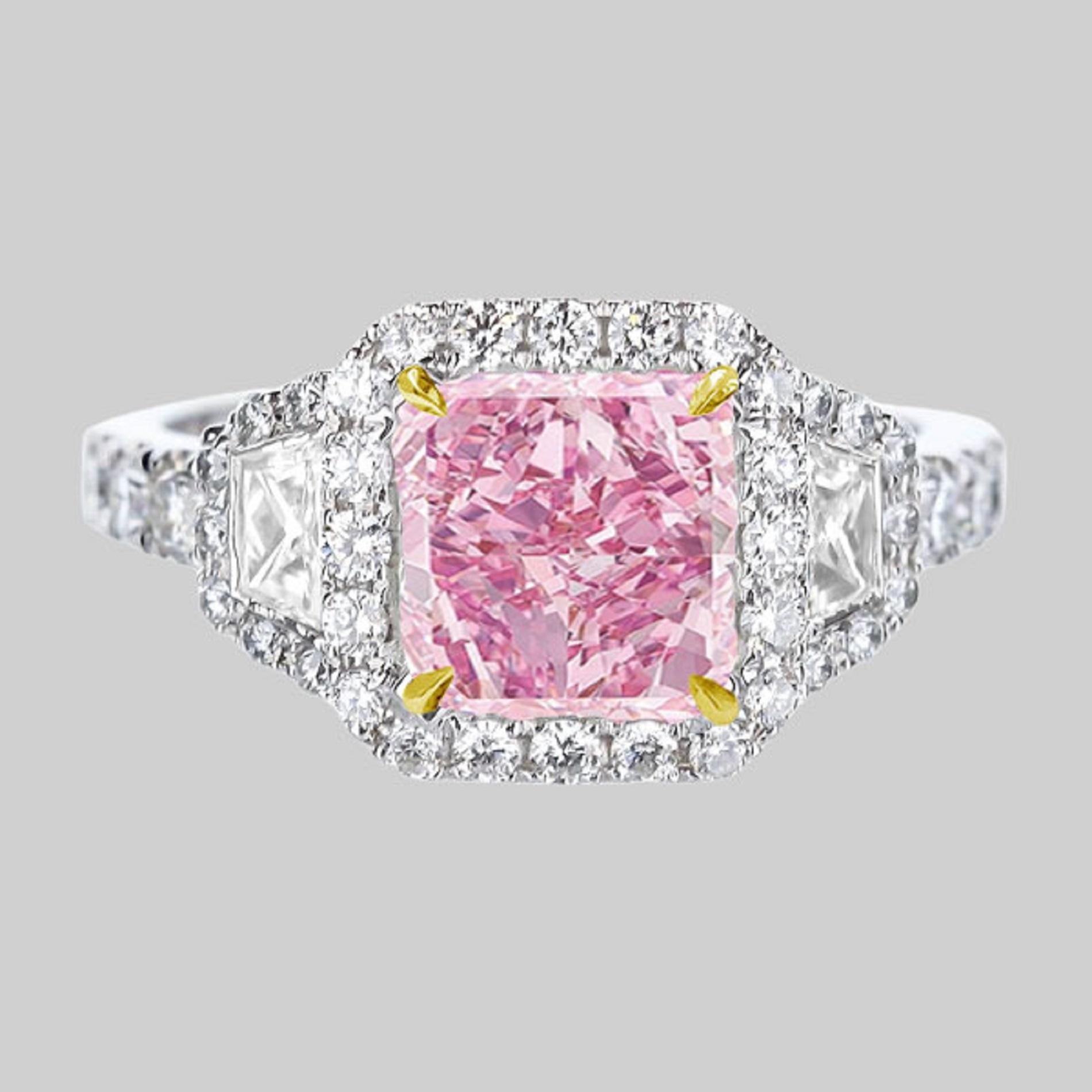 pink cushion diamond ring