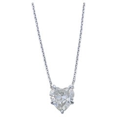 GIA Certified 2.19 Carat Heart Shape Diamond Pendant Necklace in 14k White Gold