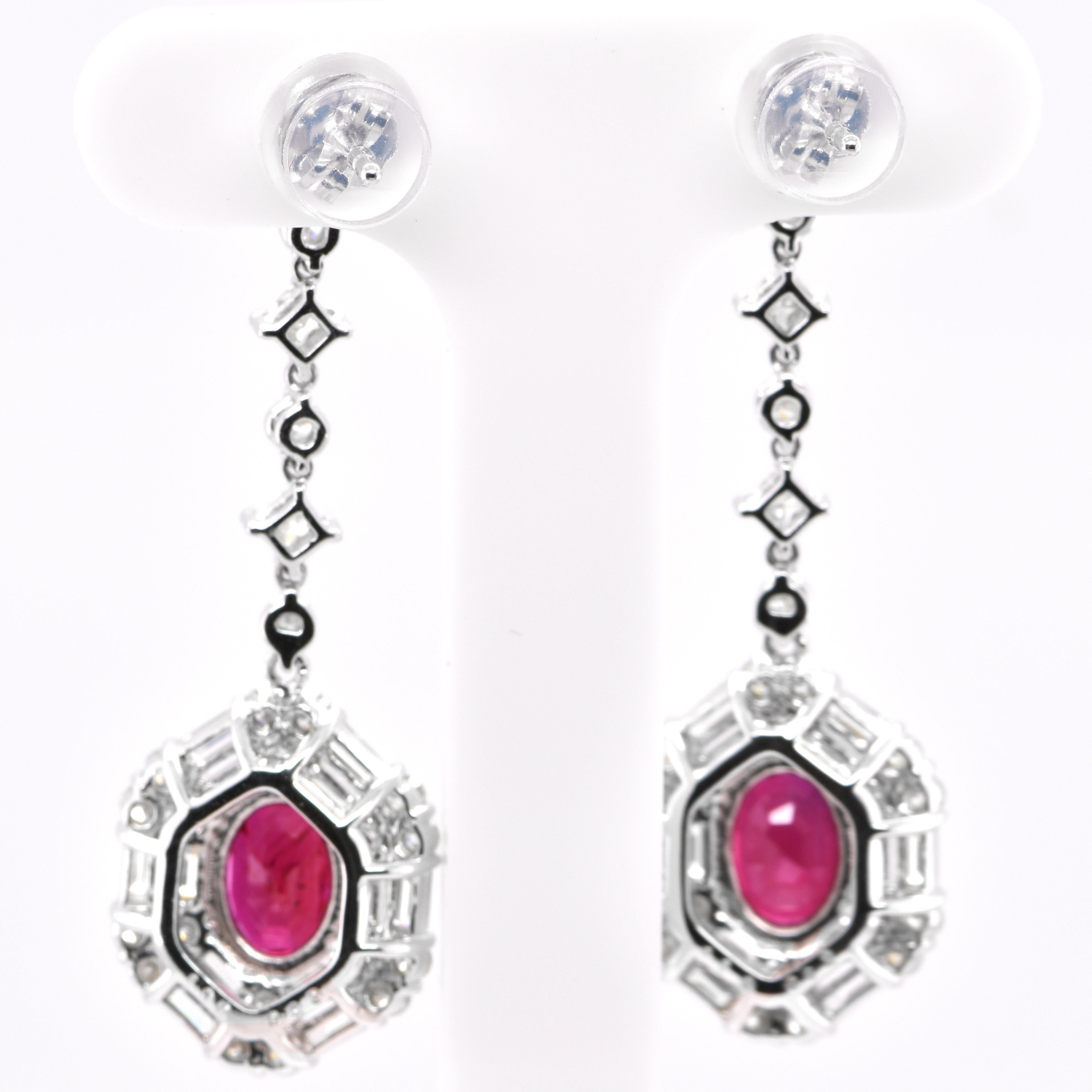 GIA Certified 2.19 Carat Natural Untreated Ruby Drop Earrings Set in Platinum In New Condition In Tokyo, JP