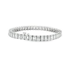 GIA Certified 21.98CTW Emerald-Cut Diamond Tennis Bracelet in Platinum