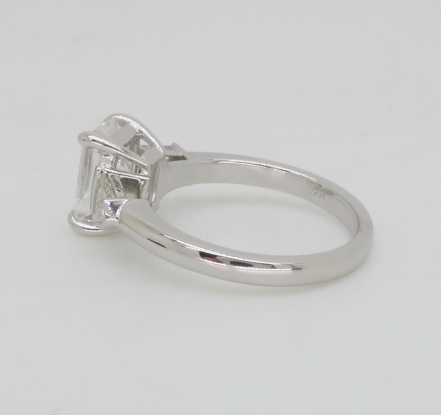 GIA Certified 2.19CTW Emerald Cut Diamond Engagement Ring For Sale 9