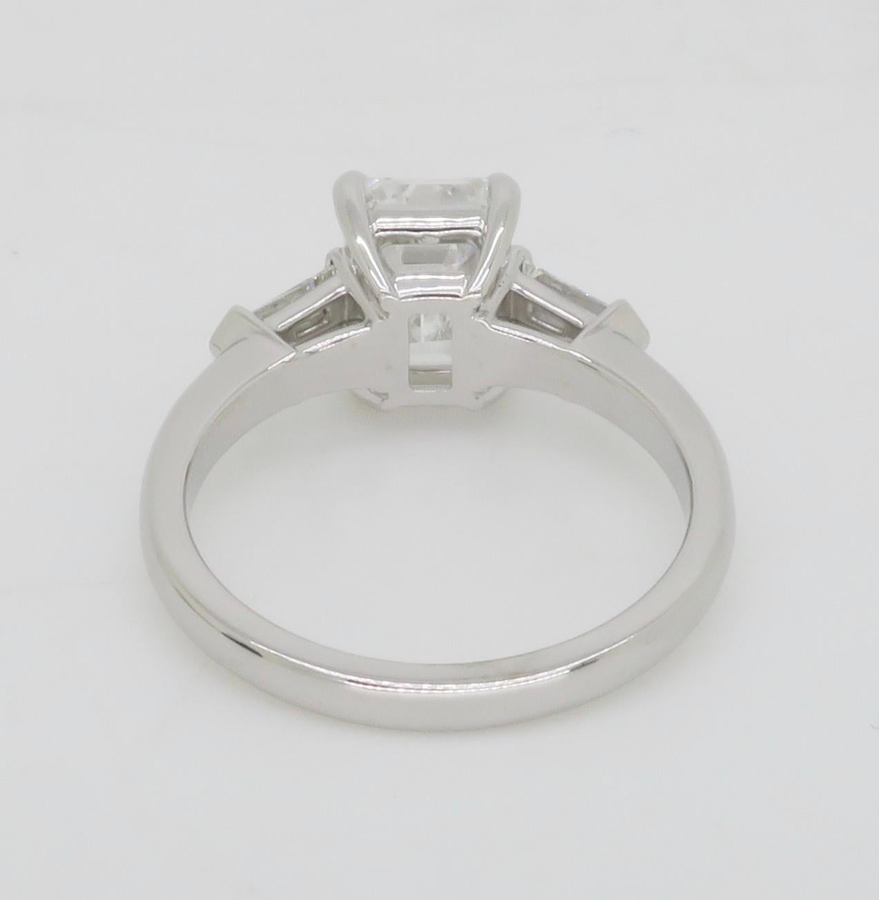 GIA Certified 2.19CTW Emerald Cut Diamond Engagement Ring For Sale 10
