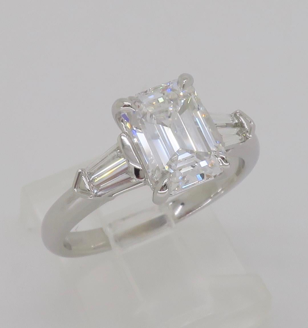 GIA Certified 2.19CTW Emerald Cut Diamond Engagement Ring For Sale 14