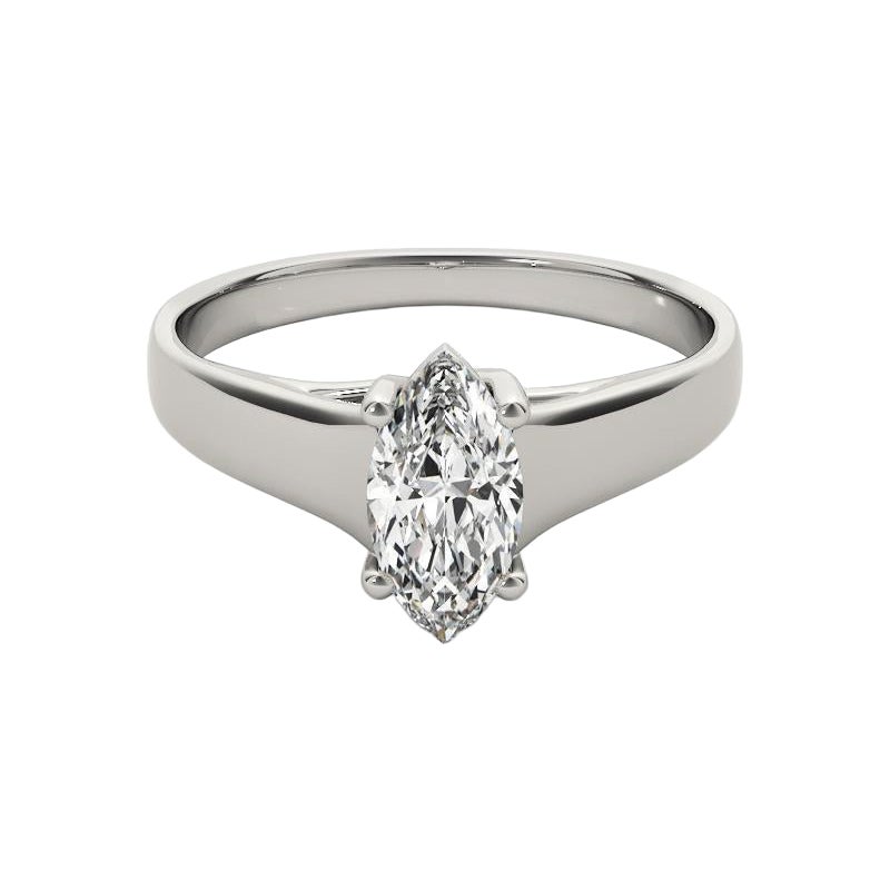GIA Certified 2.1ct Marquise Classic Prong Set Cathedral Diamond Ring