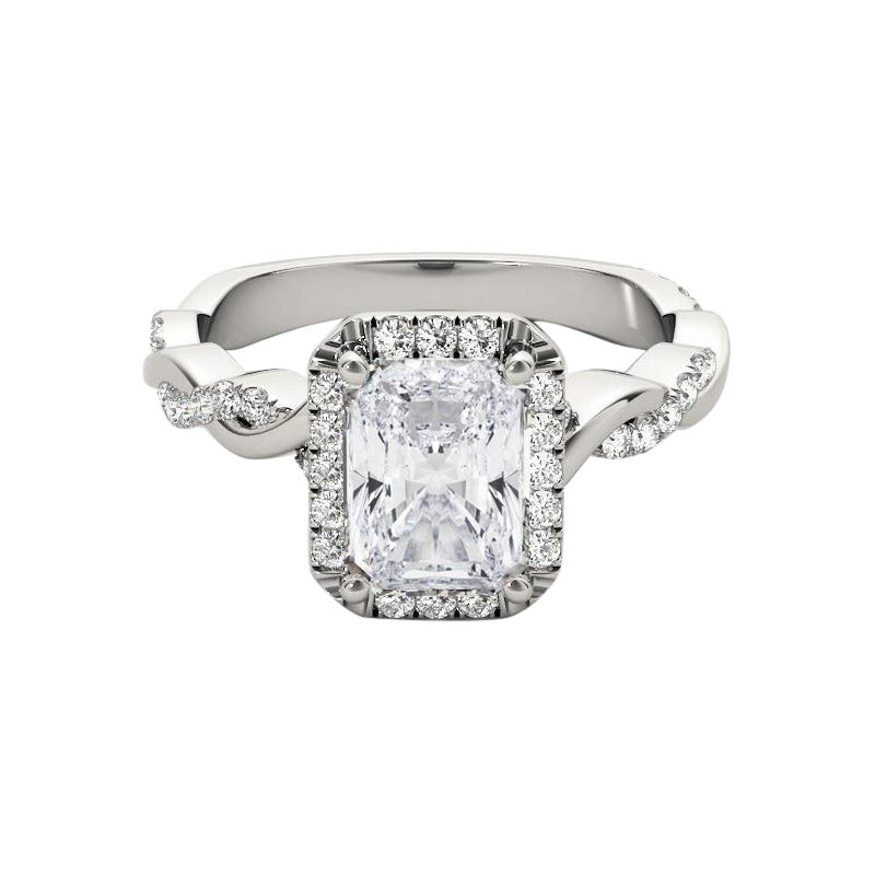 GIA Certified 2.2 Carat Braided Band Radiant Halo Diamond Ring