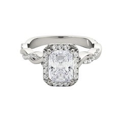 GIA Certified 2.2 Carat Braided Band Radiant Halo Diamond Ring
