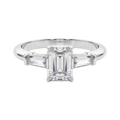 GIA Certified 2.2 Carat Emerald & Baguette Three-Stone Diamond Ring