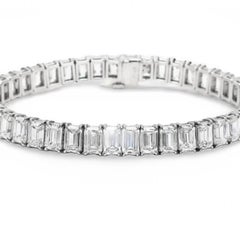 GIA Certified 22.75 Carat Emerald Cut Diamond Bracelet 45 GIA Certificates