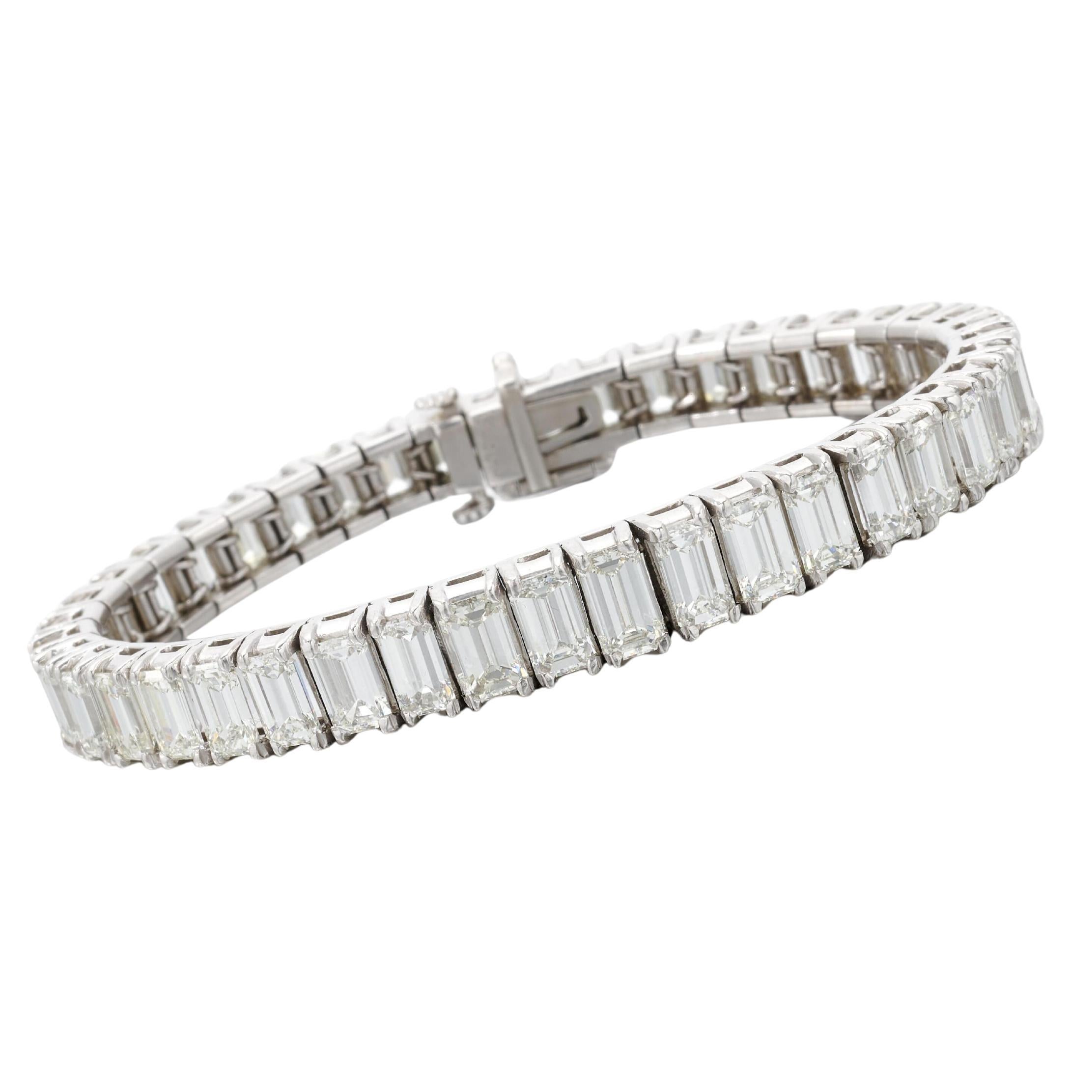 Bracelet en diamant certifié GIA 22 carats taille émeraude