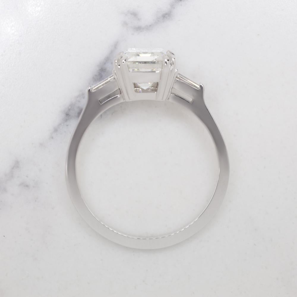 Modern GIA Certified 2.2 Carat Emerald Cut 'main stone' Diamond Ring For Sale