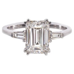 GIA Certified 2.2 Carat Emerald Cut 'main stone' Diamond Ring