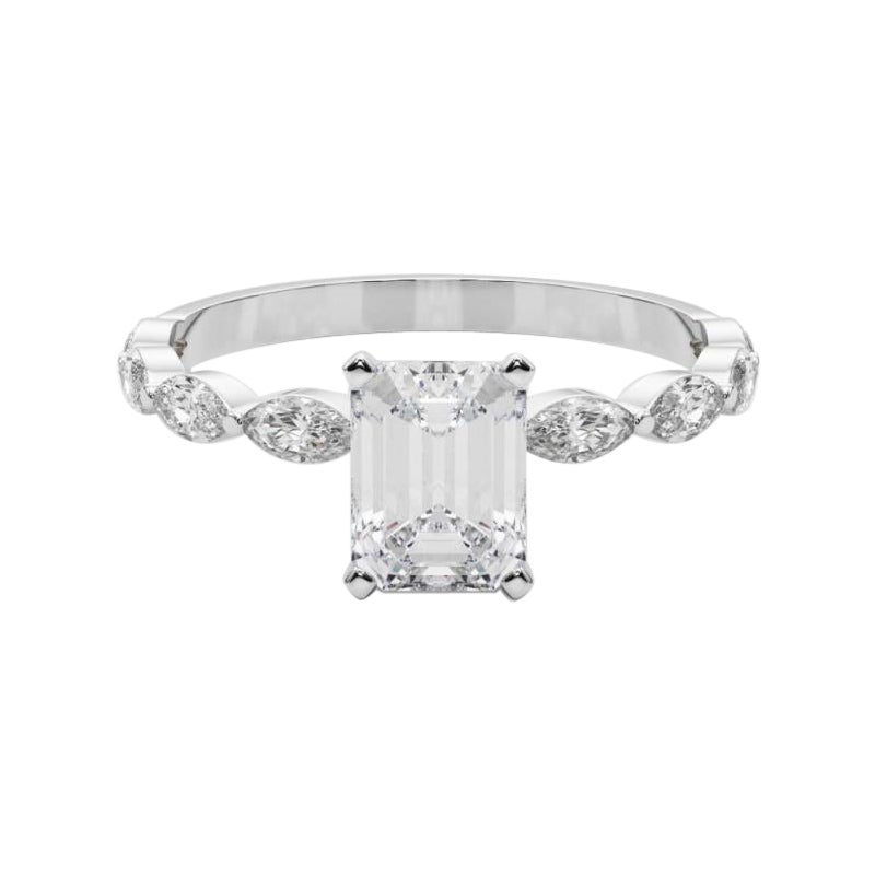 GIA zertifiziert 2,2 Karat Smaragd Diamant Band Solitär Platin Diamant Ring