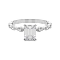 GIA zertifiziert 2,2 Karat Smaragd Diamant Band Solitär Platin Diamant Ring