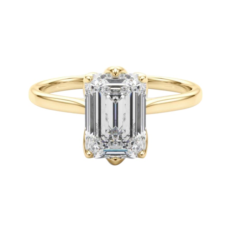 GIA Certified 2.2 Carat Emerald Solitaire Tulip Rose Diamond Ring