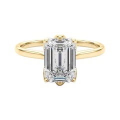 GIA Certified 2.2 Carat Emerald Solitaire Tulip Rose Diamond Ring