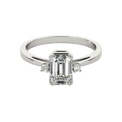 GIA Certified 2.2 Carat Emerald Three-Stone  Diamond Ring