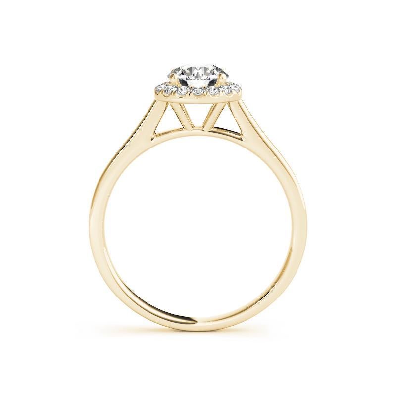 Taille ronde Bague à diamant en or jaune 18 carats certifiée GIA de 2,2 carats Halo Round Cathedral en vente