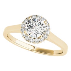 GIA Certified 2.2 Carat Halo Round Cathedral 18K Yellow Gold Diamond Ring