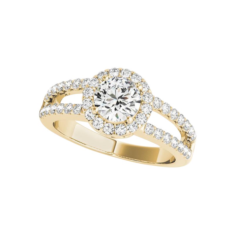 GIA zertifiziert 2,2 Karat Halo Runde Filigran Split Shank Diamantring