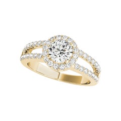 GIA zertifiziert 2,2 Karat Halo Runde Filigran Split Shank Diamantring