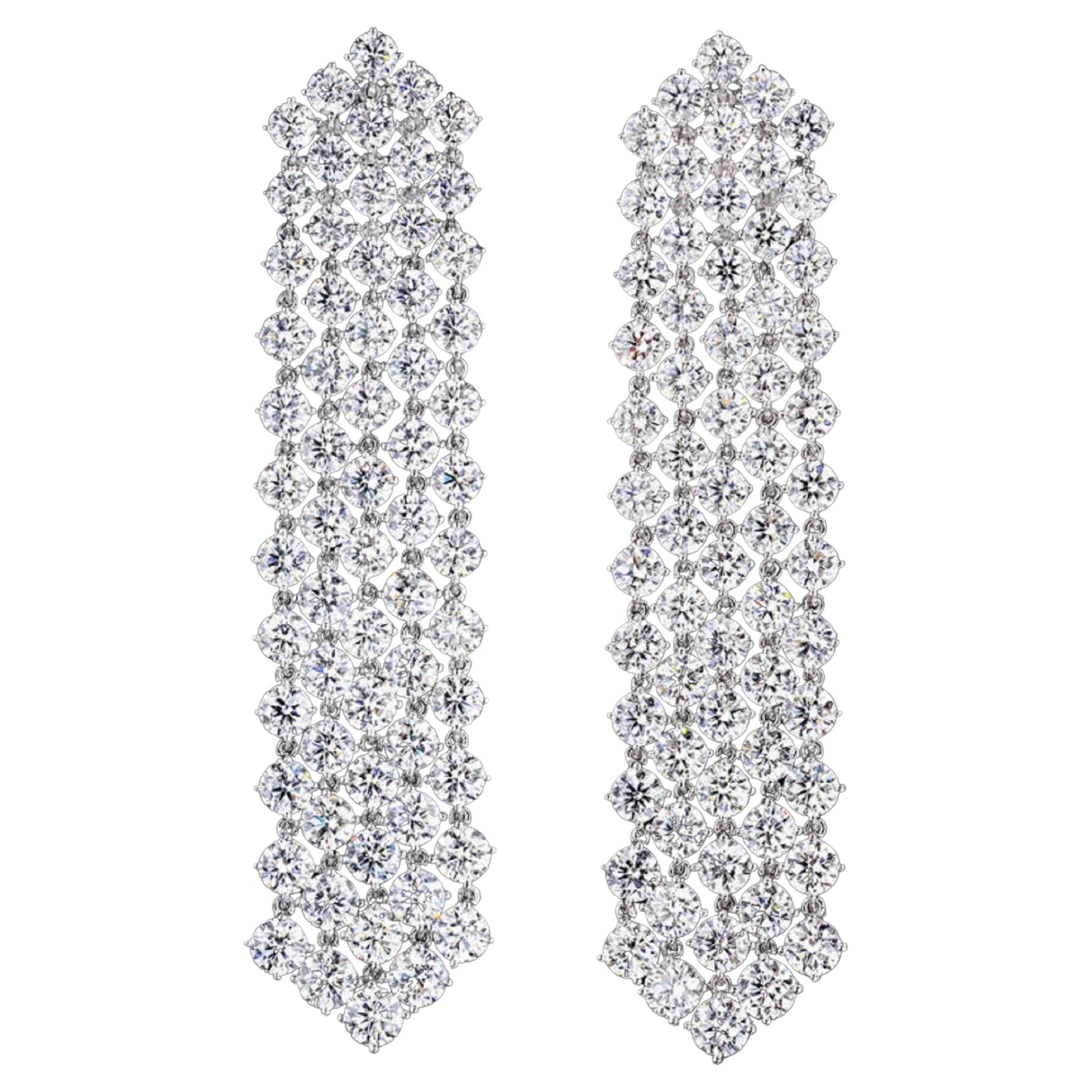 Platinum 32.50 Ct. Diamond Chandelier Earrings - Jewelry World-happymobile.vn