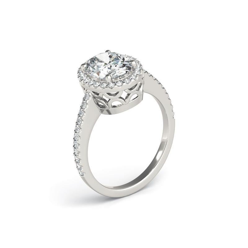 GIA Certified 2.2 Carat Oval Halo Filigree Basket  Diamond Ring For Sale 1