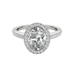 GIA Certified 2.2 Carat Oval Halo Filigree Basket  Diamond Ring