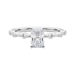 Anillo de diamantes en platino con mango de bambú de 2.2 quilates de diamante radiante certificado por GIA