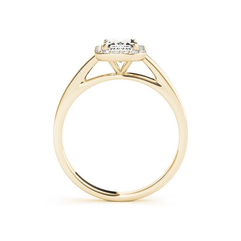 Taille radiant Bague en or jaune 18 carats certifiée GIA et ornée d'un halo radiant de 2,2 carats