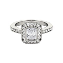 GIA Certificato 2.2 Carati Radiant Halo Milgrain  Anello con diamante