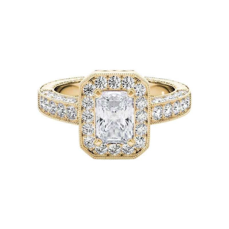 GIA Certified 2.2 Carat Radiant Halo Openwork Pave Diamond Ring For Sale