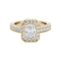 GIA Certified 2.2 Carat Radiant Halo Openwork Pave Diamond Ring