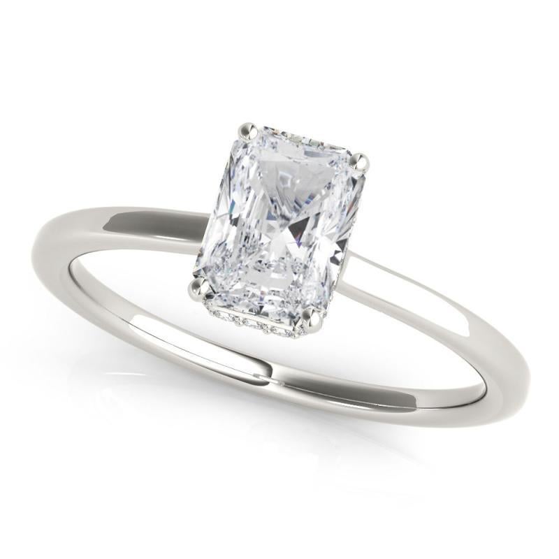 Taglio radiant GIA Certified 2.2 Carati Radiant Halo Hidden Slim Band Platinum Diamond Ring in vendita
