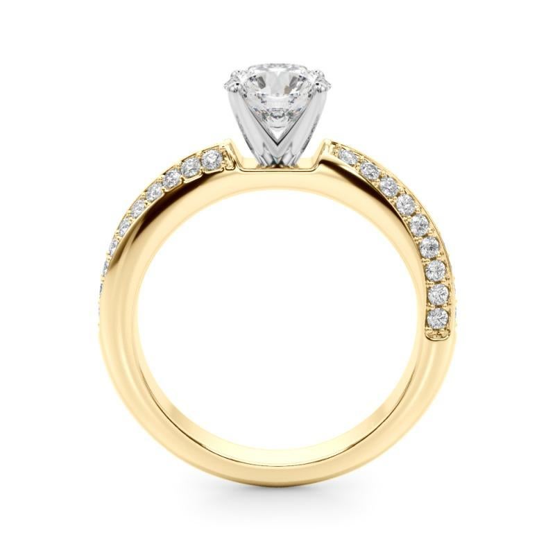 Taglio rotondo GIA Certified 2,2 Carat Round Diamond Pave Swirl Anello con diamanti in oro giallo 18K in vendita