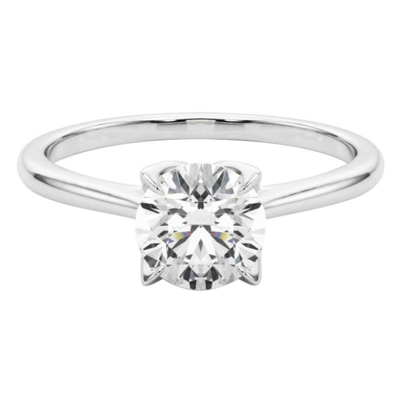 Bague diamant en platine certifiée GIA de 2,2 carats fleurs rondes Flower Bloom Cathedral