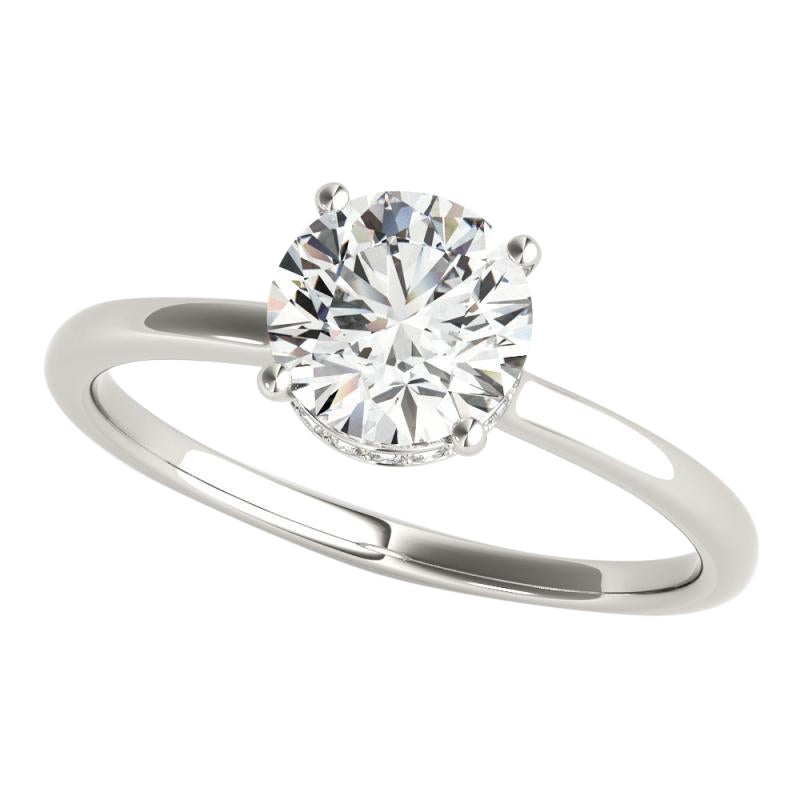 GIA Certified 2,2 Carat Round Halo Hidden Slim Band Platinum Diamond Ring