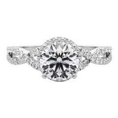 GIA Certified 2.2 Carat Solitaire Round Halo Infinity Diamond Ring
