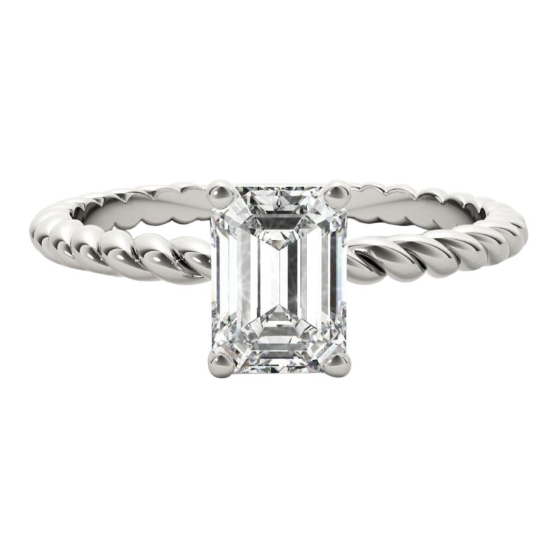 GIA Certified 2.2 Carat Twisted Band Emerald Solitaire Platinum Diamond Ring