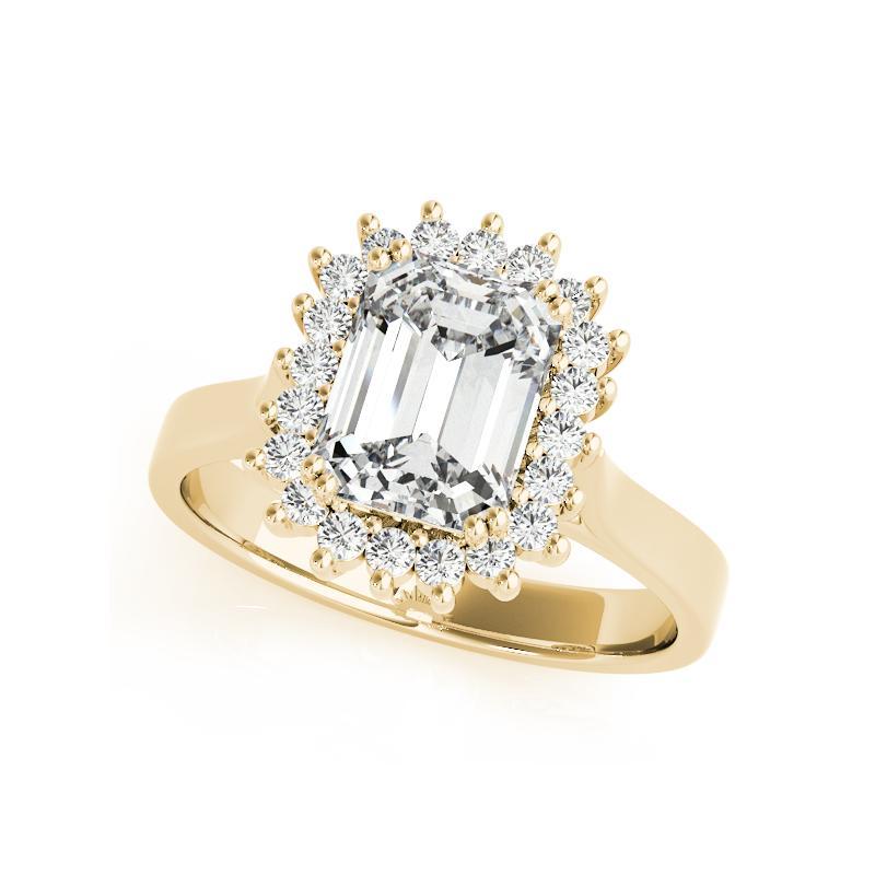 Taille émeraude GIA Certified 2.2 Carat Vintage Emerald Halo Cluster Diamond Ring en vente