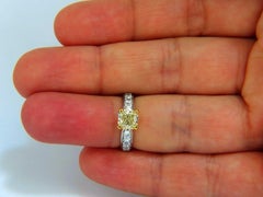 GIA Certified 2.20 Carat Cushion Cut Diamond Ring Platinum Yellow VVS-2