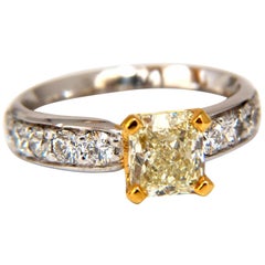 GIA Certified 2.20 Carat Cushion Cut Diamond Ring Platinum Yellow VVS-2*