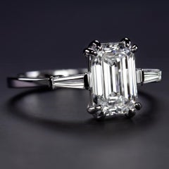 GIA Certified 2.30 Carat E Color VVS1 Clarity Emerald Cut Diamond 18K Gold Ring