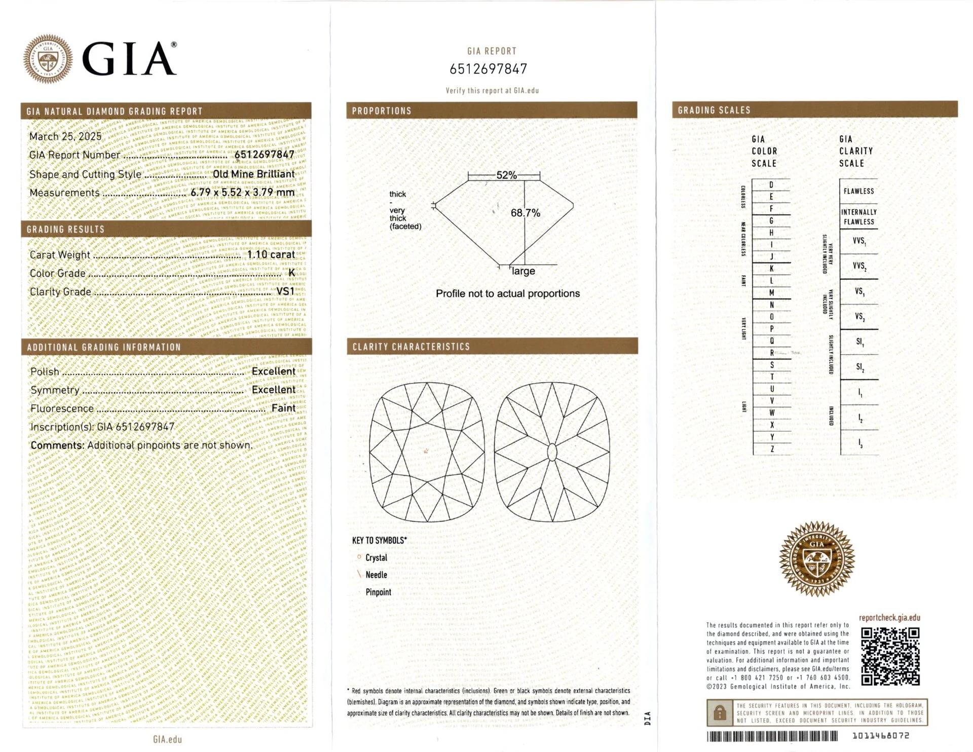GIA Certified 2.20 Carat Old Mine Cut Diamond Stud Earrings in White Gold (Alteuropäischer Brillantschliff) im Angebot
