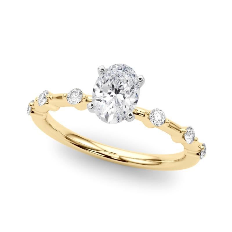 GIA zertifiziert 2,20 Karat Oval Diamant Bambus Shank Diamantring (Ovalschliff) im Angebot