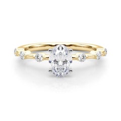 Bague en diamant ovale de 2,20 carats certifiée GIA avec tige en bambou