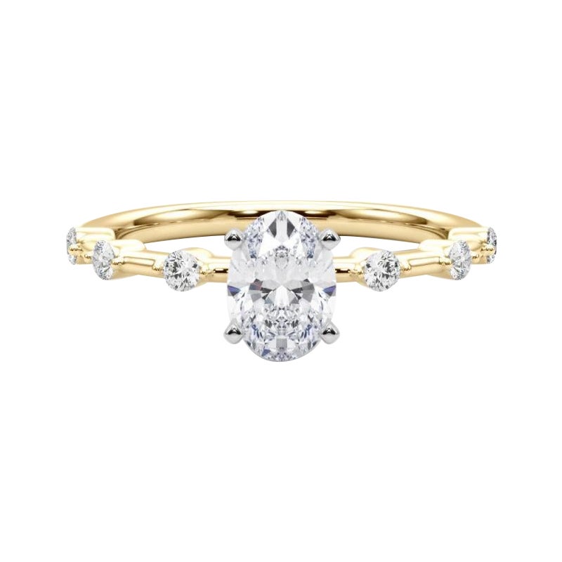 GIA zertifiziert 2,20 Karat Oval Diamant Bambus Shank Diamantring